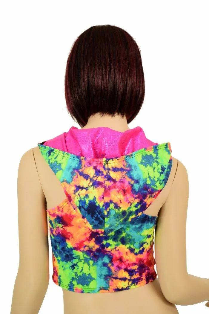 Acid Splash Racerback Crop Hoodie