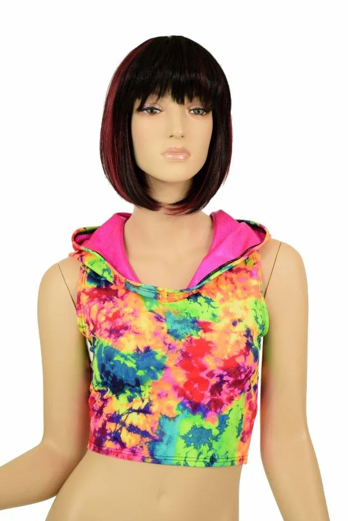Acid Splash Racerback Crop Hoodie