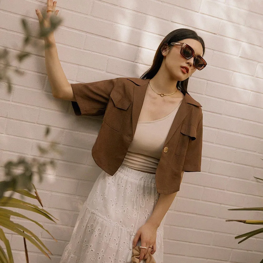 Casual Korean Lightweight Pocket Crop Jacket Shirt Top
