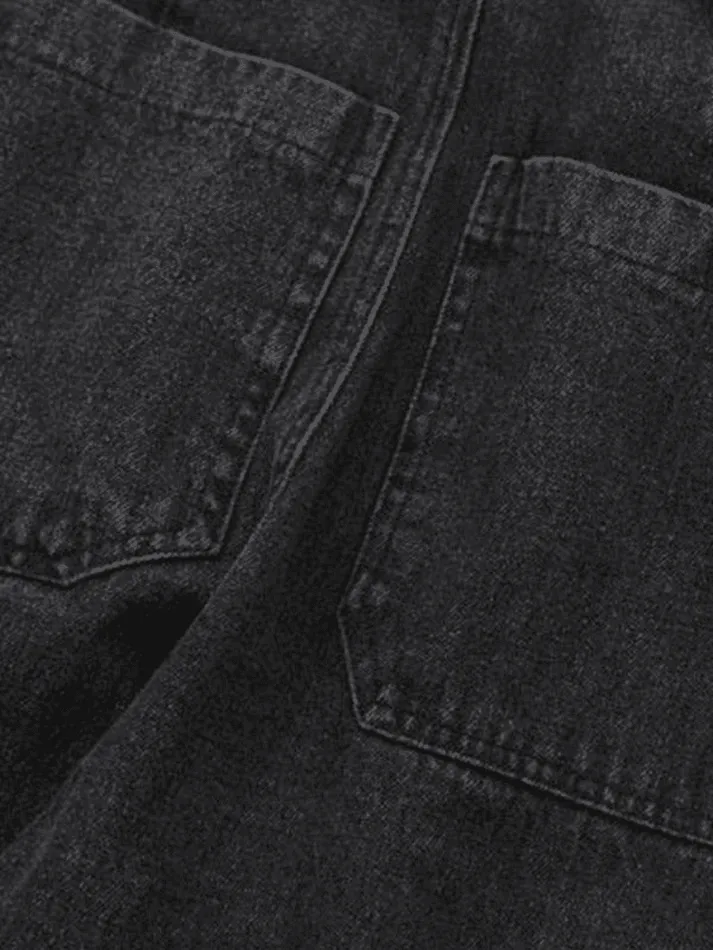 Chicmy-Men's Cargo Pocket Patched Straight Leg Jeans