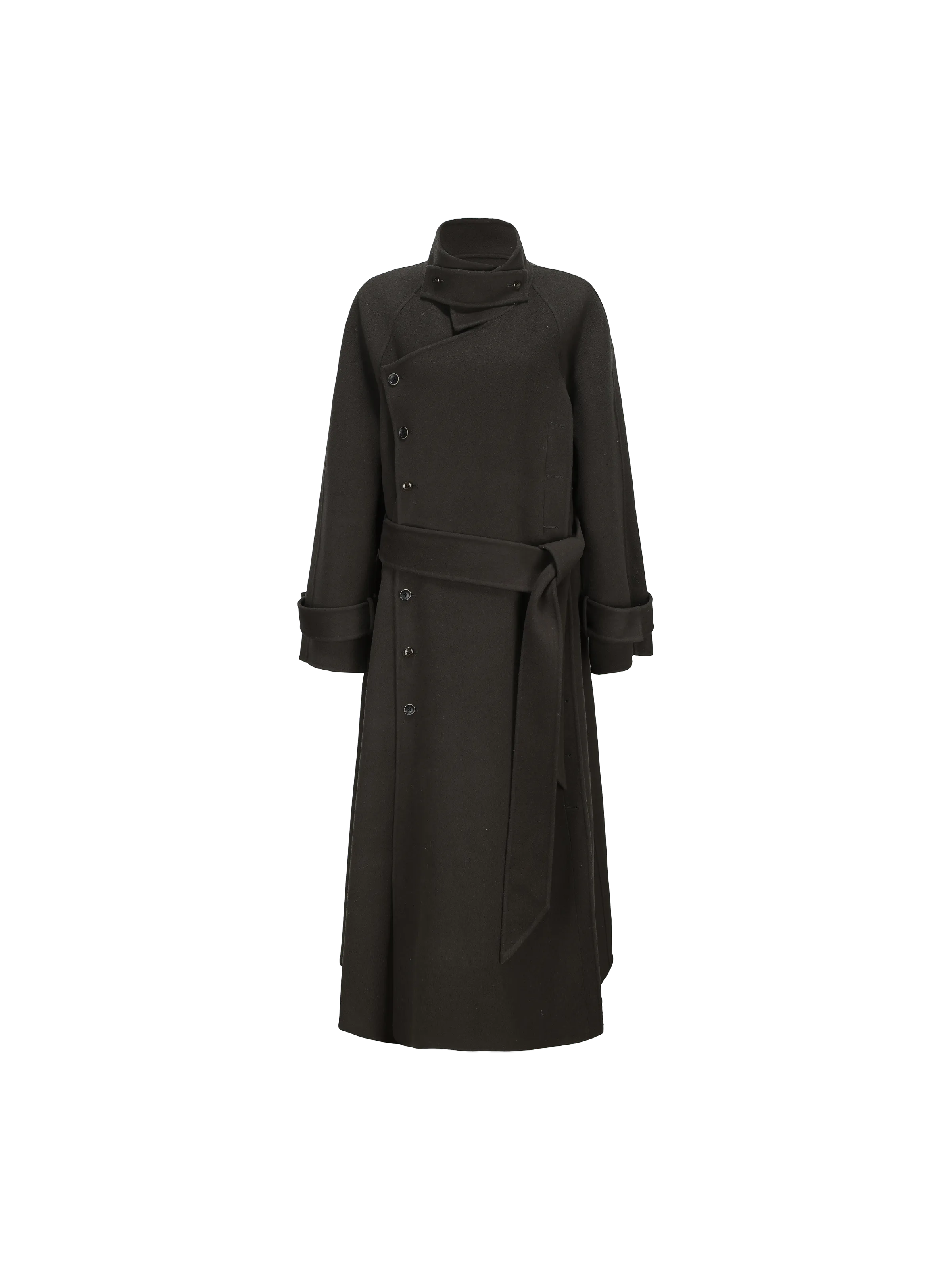 Dark Gray Muti-button Stand-up Collar Coat