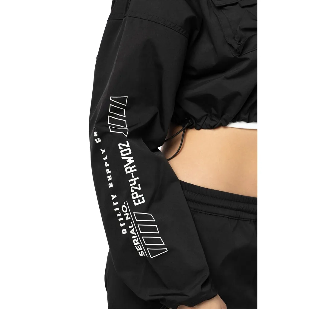 Dropped Shoulder Utility Jacket - Black