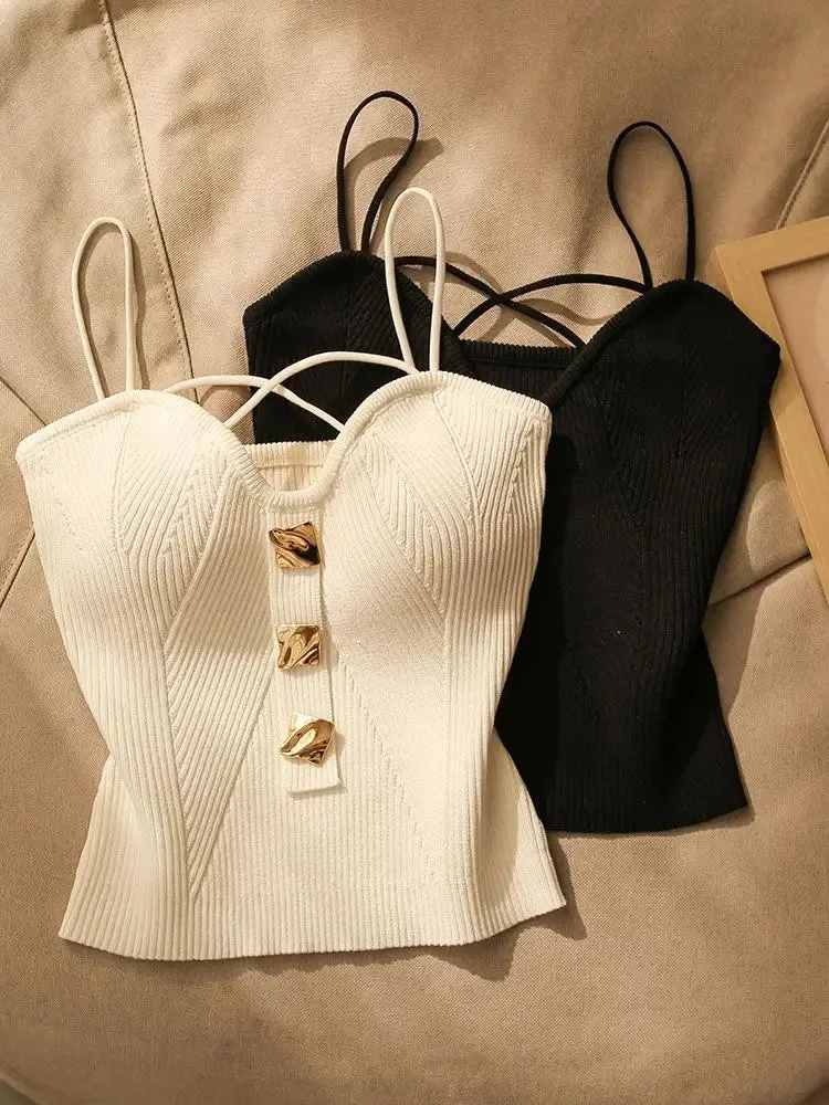 French Style Cross-knit Suspender Camisole Slim High-end Bottom Bandeau Top