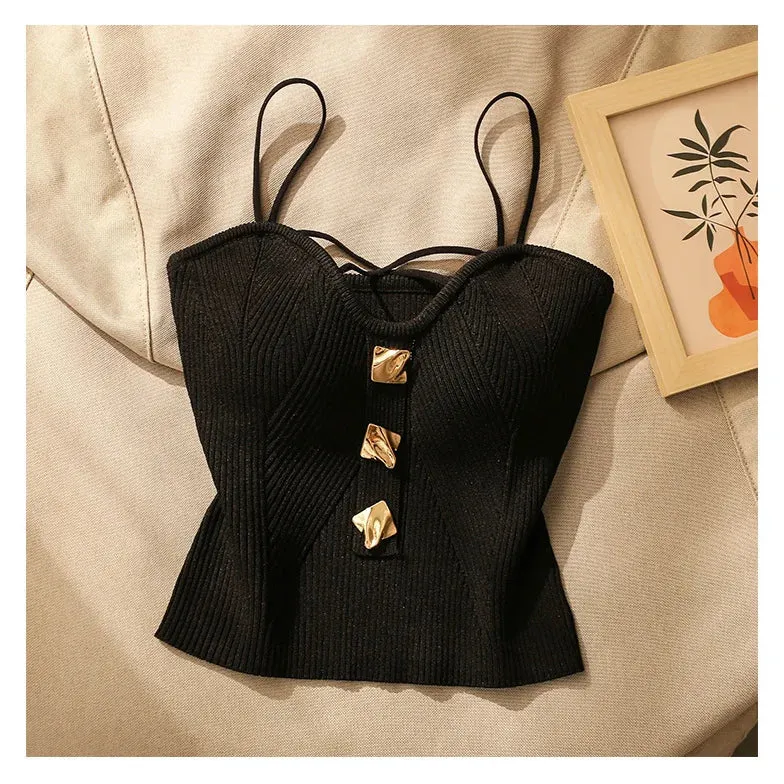 French Style Cross-knit Suspender Camisole Slim High-end Bottom Bandeau Top