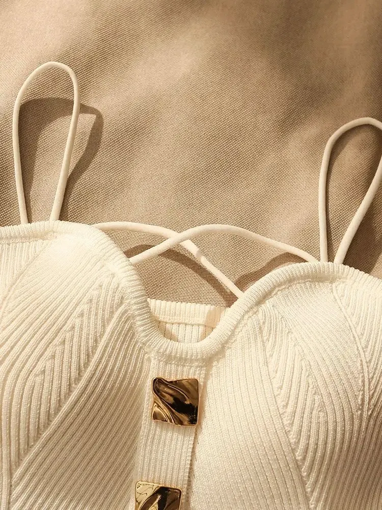French Style Cross-knit Suspender Camisole Slim High-end Bottom Bandeau Top