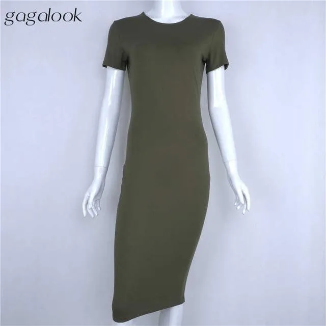 gagalook Bodycon Winter Dress Women Office Work Long Sleeve Sexy Black Midi Dress Robe D0746