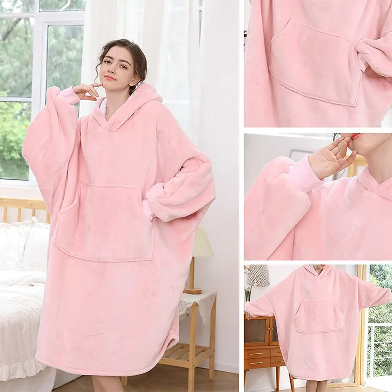 Hoodies Blankets Oversized Hoodie Flannel Pajamas Men and Women Can Wear