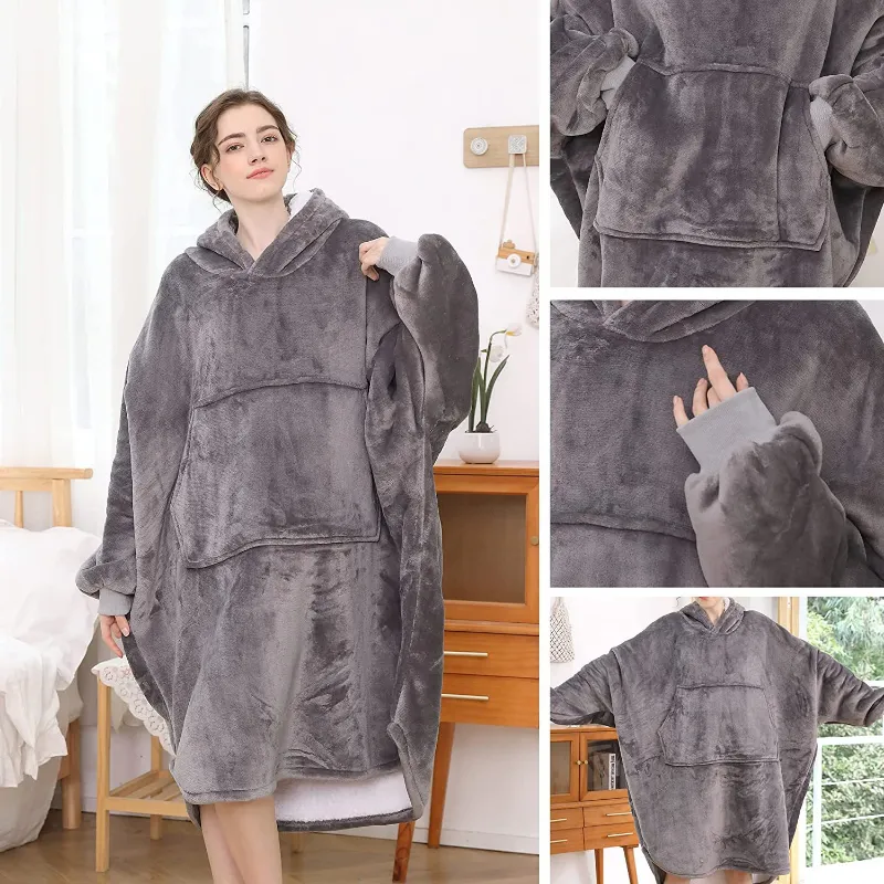 Hoodies Blankets Oversized Hoodie Flannel Pajamas Men and Women Can Wear