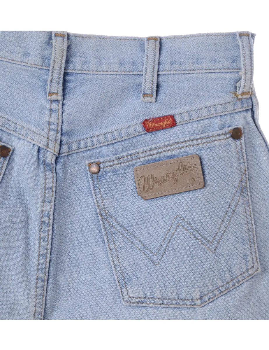 Label Roll Hem Light Wash Denim Shorts