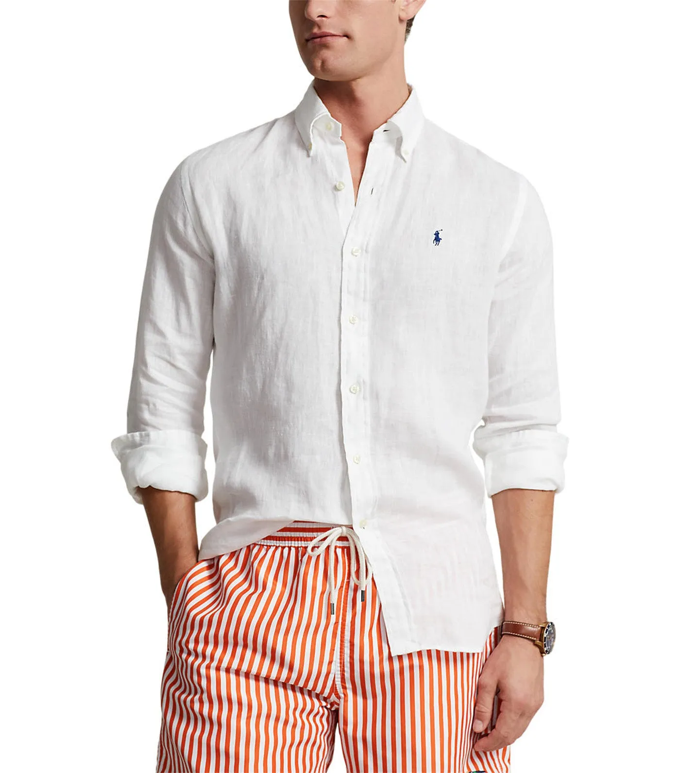 Men's Custom Fit Linen Shirt White