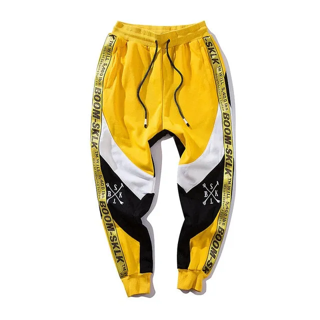 Patchwork Elastic Waist Hip Hop Jogger Sweatpant