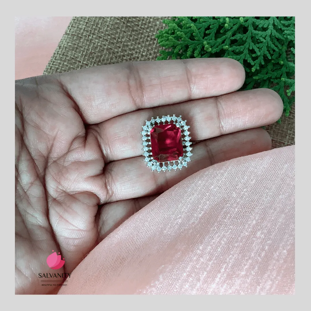 Salvanity American Diamond Finger Ring - Royal